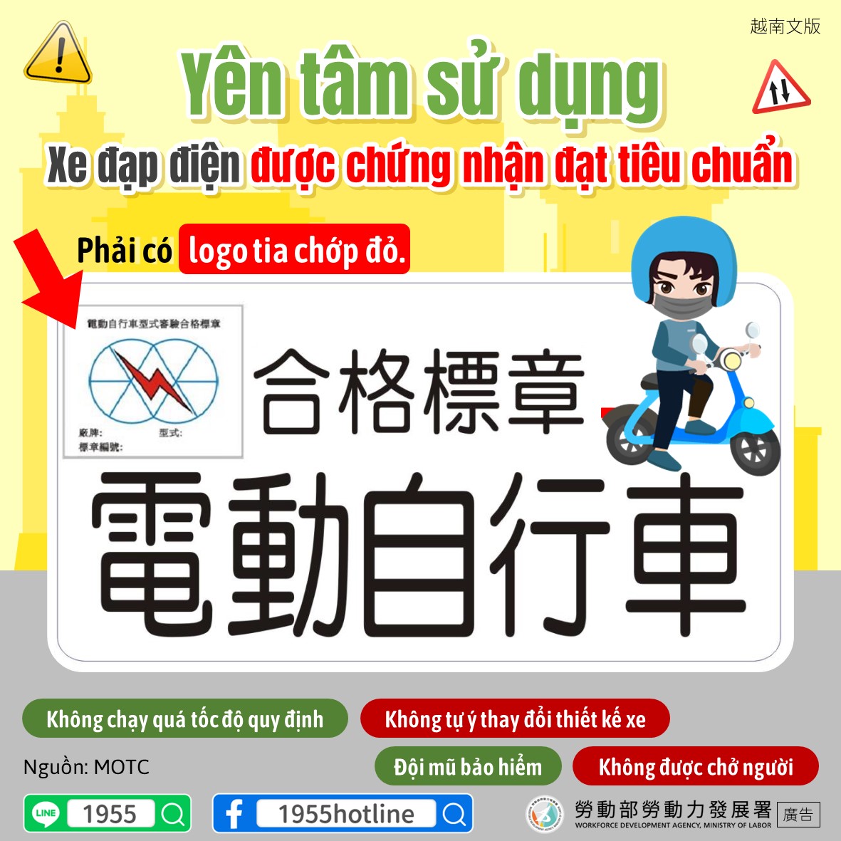 合格標章電動車安心騎++遵守交通規則-越